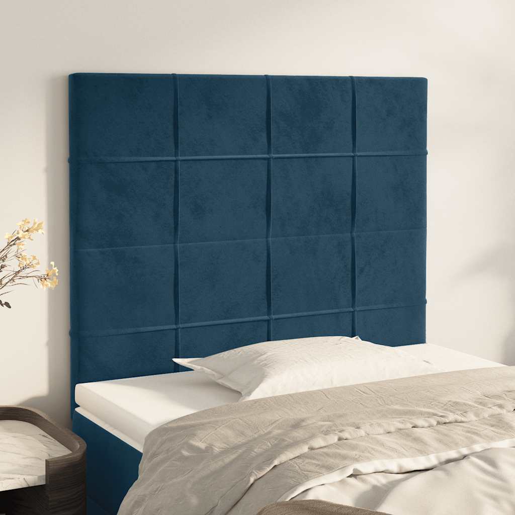 vidaXL Headboard Dark Blue 90x5x118/128 cm Velvet
