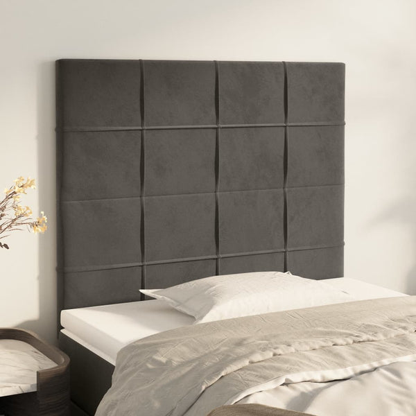 vidaXL Headboard Dark Grey 100 x 5 x 118/128 cm Velvet