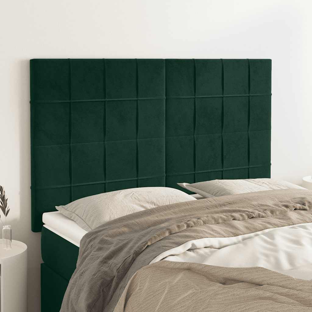 vidaXL Headboard Dark Green 144x5x118/128 cm Velvet