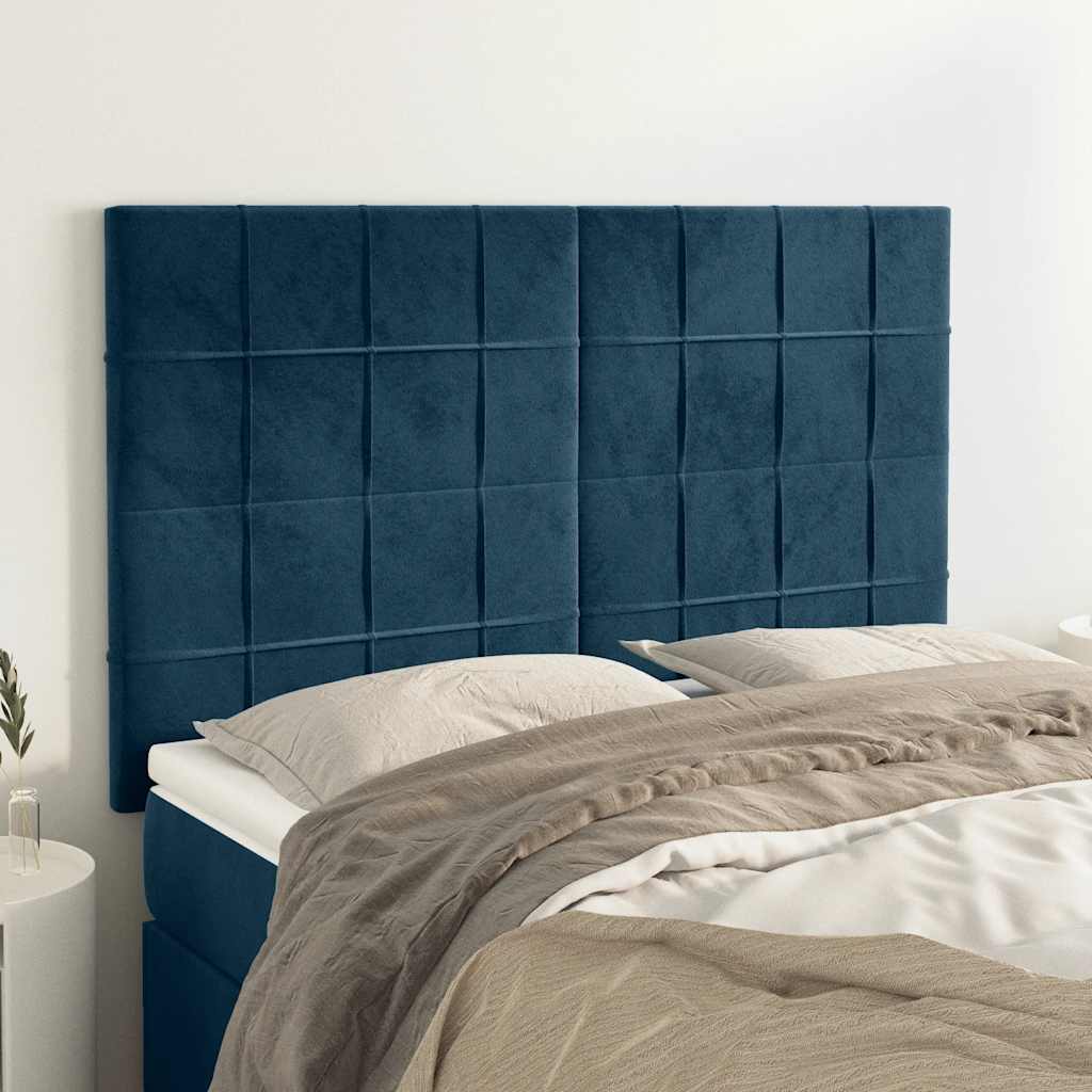 vidaXL Headboard Dark Blue 144x5x118/128 cm Velvet