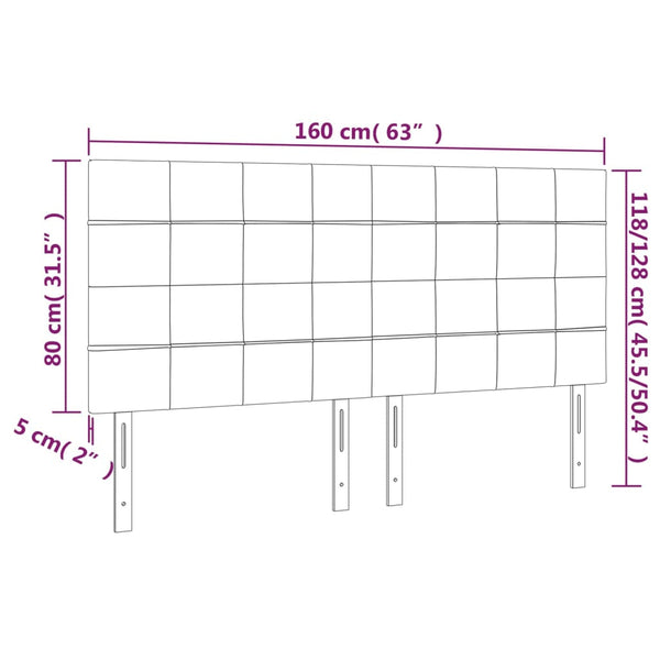 vidaXL Headboard Light Gray 160 x 5 x 118/128 cm Velvet