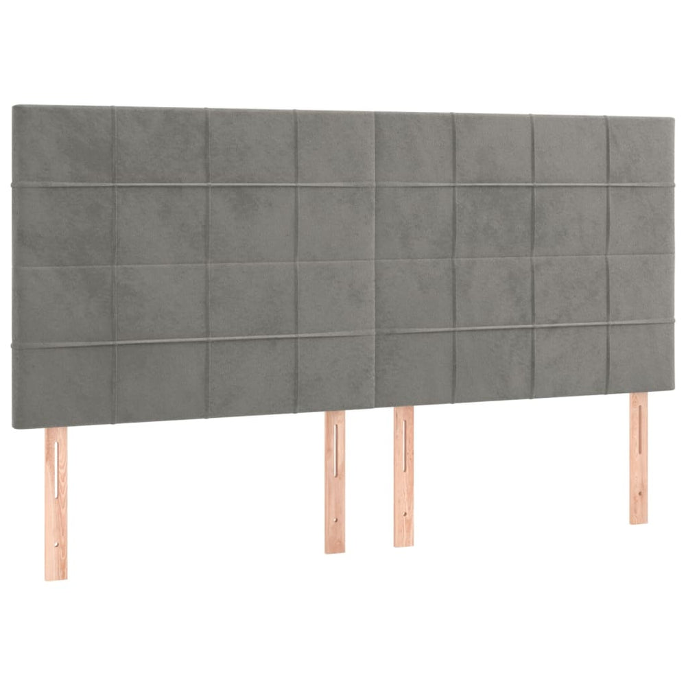 vidaXL Headboard Light Gray 200 x 5 x 118/128 cm Velvet