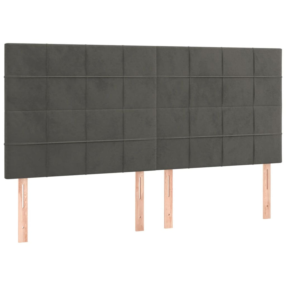 vidaXL Headboard Dark Grey 200 x 5 x 118/128 cm Velvet