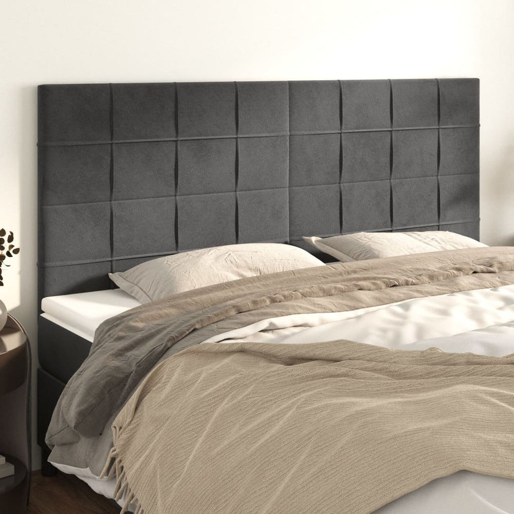 vidaXL Headboard Dark Grey 200 x 5 x 118/128 cm Velvet