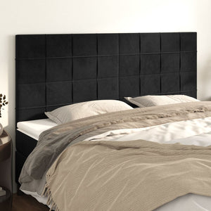 vidaXL Headboard Black 200 x 5 x 118/128 cm Velvet