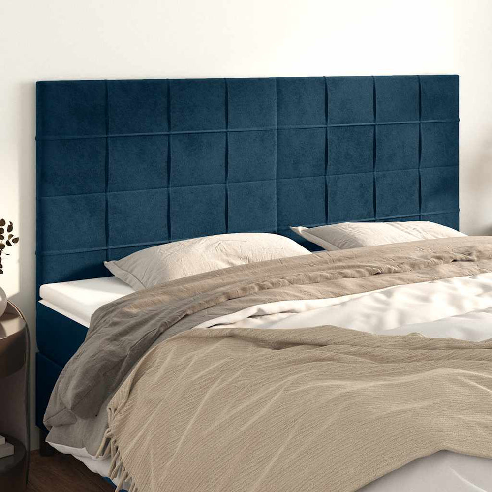vidaXL Headboard Dark Blue 200 x 5 x 118/128 cm Velvet