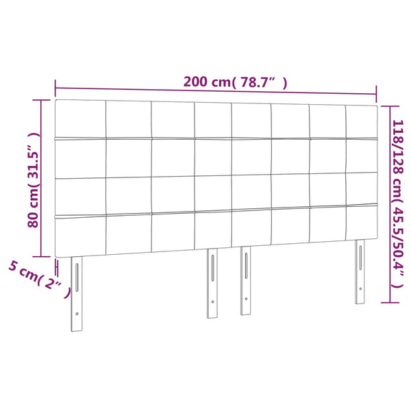 vidaXL Headboard Pink 200 x 5 x 118/128 cm Velvet