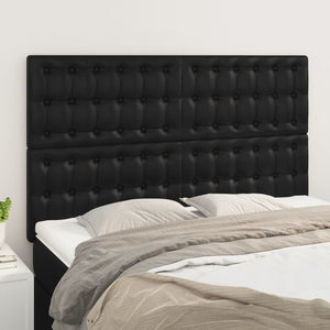 vidaXL Headboard Black 144x5x118/128 cm Faux Leather