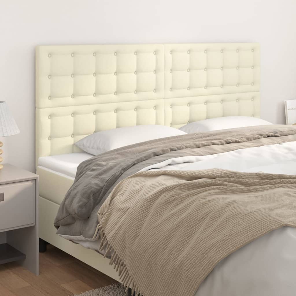 vidaXL Headboard Cream 200x5x118/128 cm Faux Leather