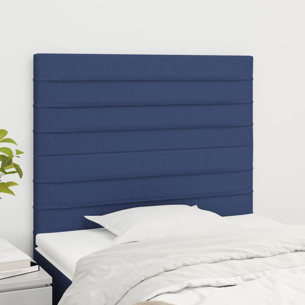 vidaXL Headboard Blue 80x5x118/128 cm Fabric