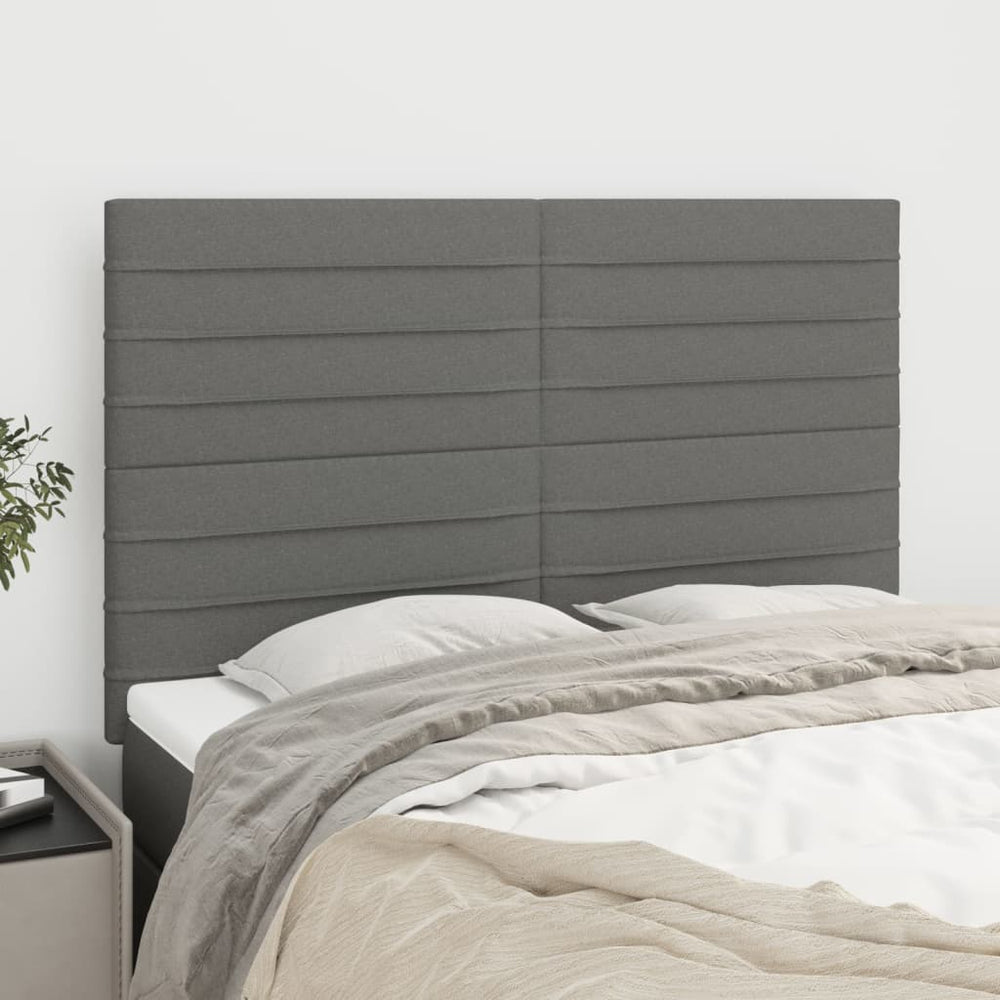 vidaXL Headboard Dark Grey 144 x 5 x 118/128 cm Fabric