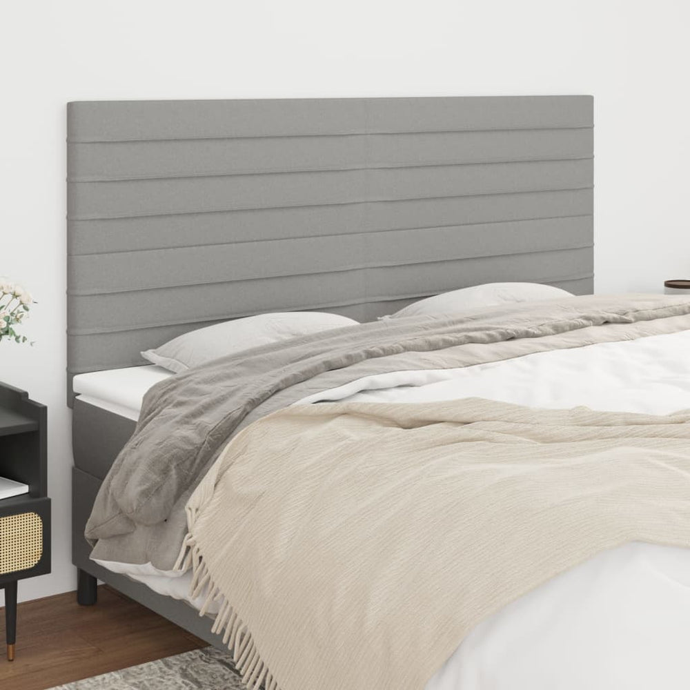 vidaXL Headboard Light Gray 200 x 5 x 118/128 cm Fabric