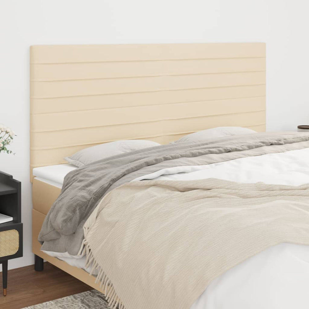 vidaXL Headboard Cream 200 x 5 x 118/128 cm Fabric