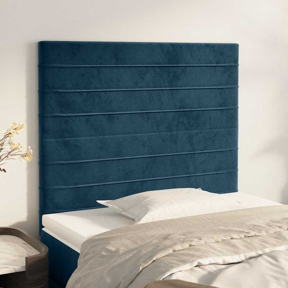 vidaXL Headboard Dark Blue 80x5x118/128 cm Velvet