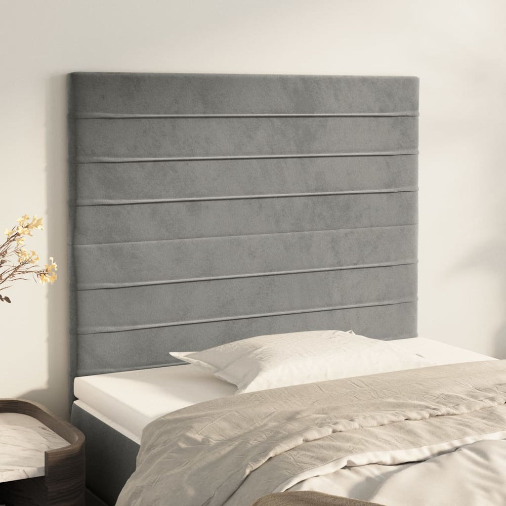 vidaXL Headboard Light Gray 90x5x118/128 cm Velvet