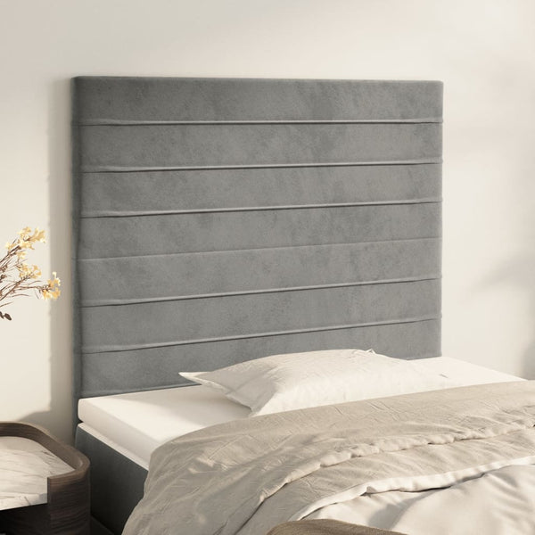 vidaXL Headboard Light Gray 90x5x118/128 cm Velvet