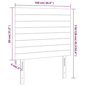 vidaXL Headboard Light Gray 100 x 5 x 118/128 cm Velvet