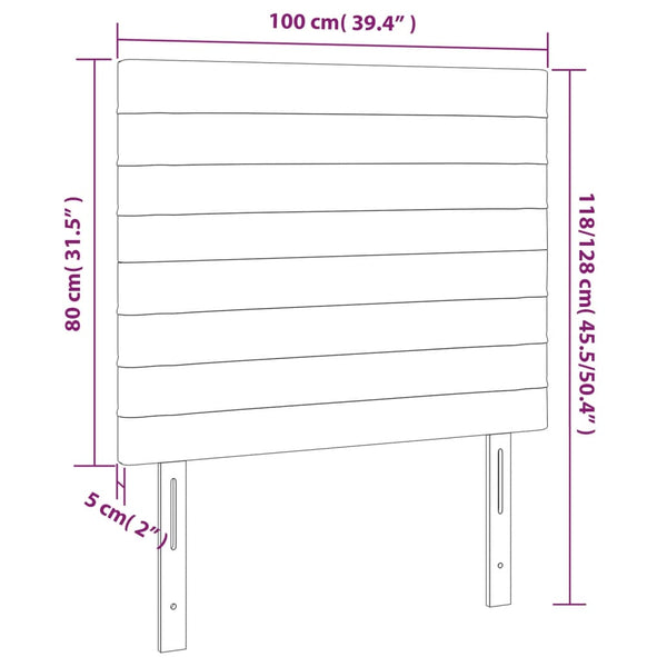 vidaXL Headboard Light Gray 100 x 5 x 118/128 cm Velvet