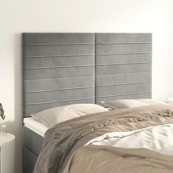vidaXL Headboard Light Gray 144x5x118/128 cm Velvet