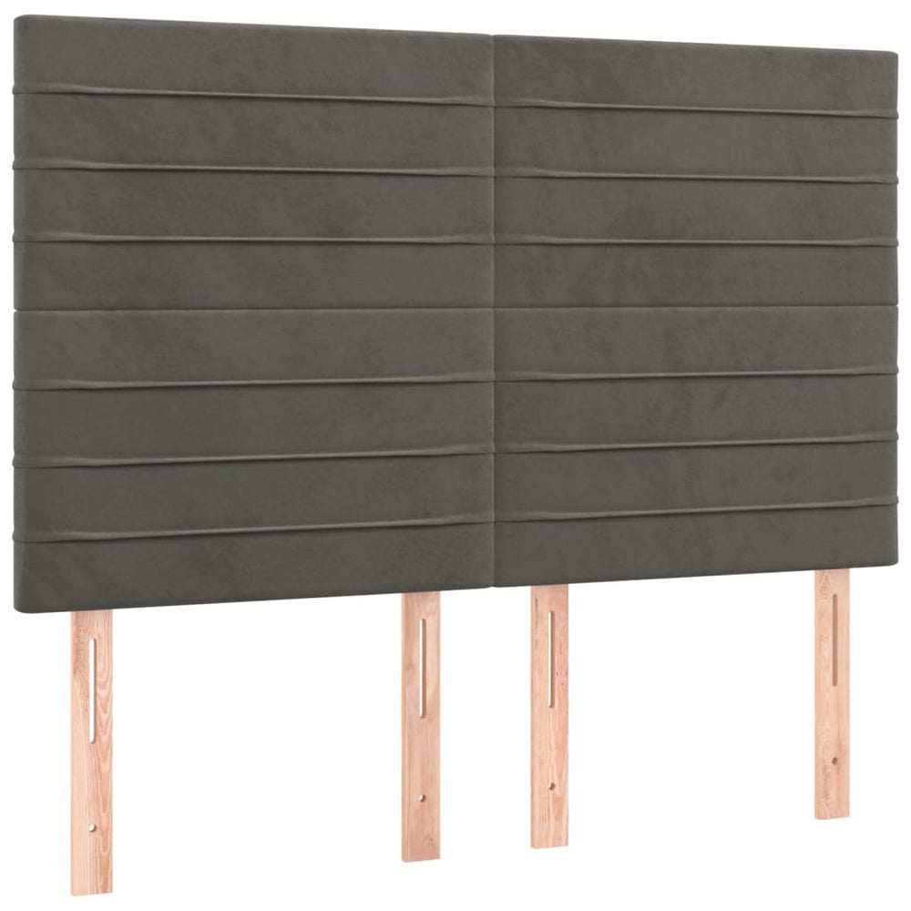 vidaXL Headboard Dark Grey 144 x 5 x 118/128 cm Velvet