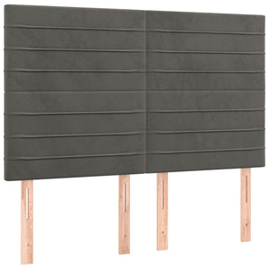 vidaXL Headboard Dark Grey 144 x 5 x 118/128 cm Velvet