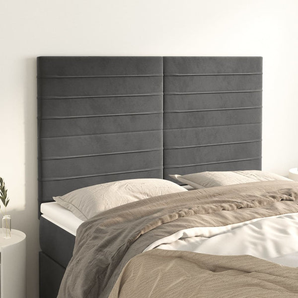 vidaXL Headboard Dark Grey 144 x 5 x 118/128 cm Velvet
