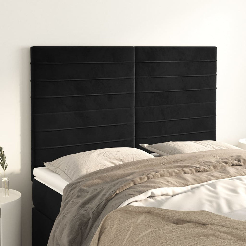 vidaXL Headboard Black 144x5x118/128 cm Velvet