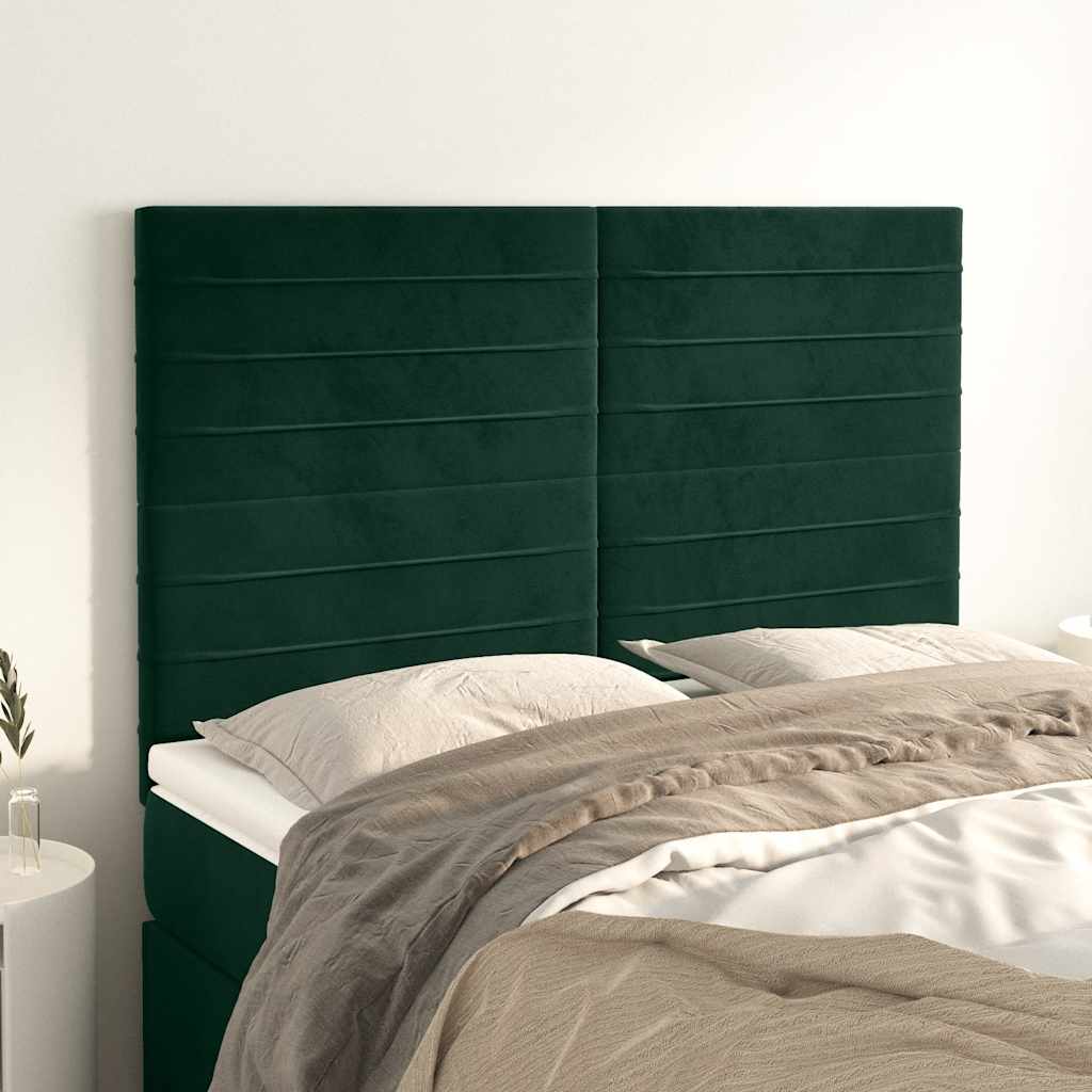 vidaXL Headboard Dark Green 144x5x118/128 cm Velvet