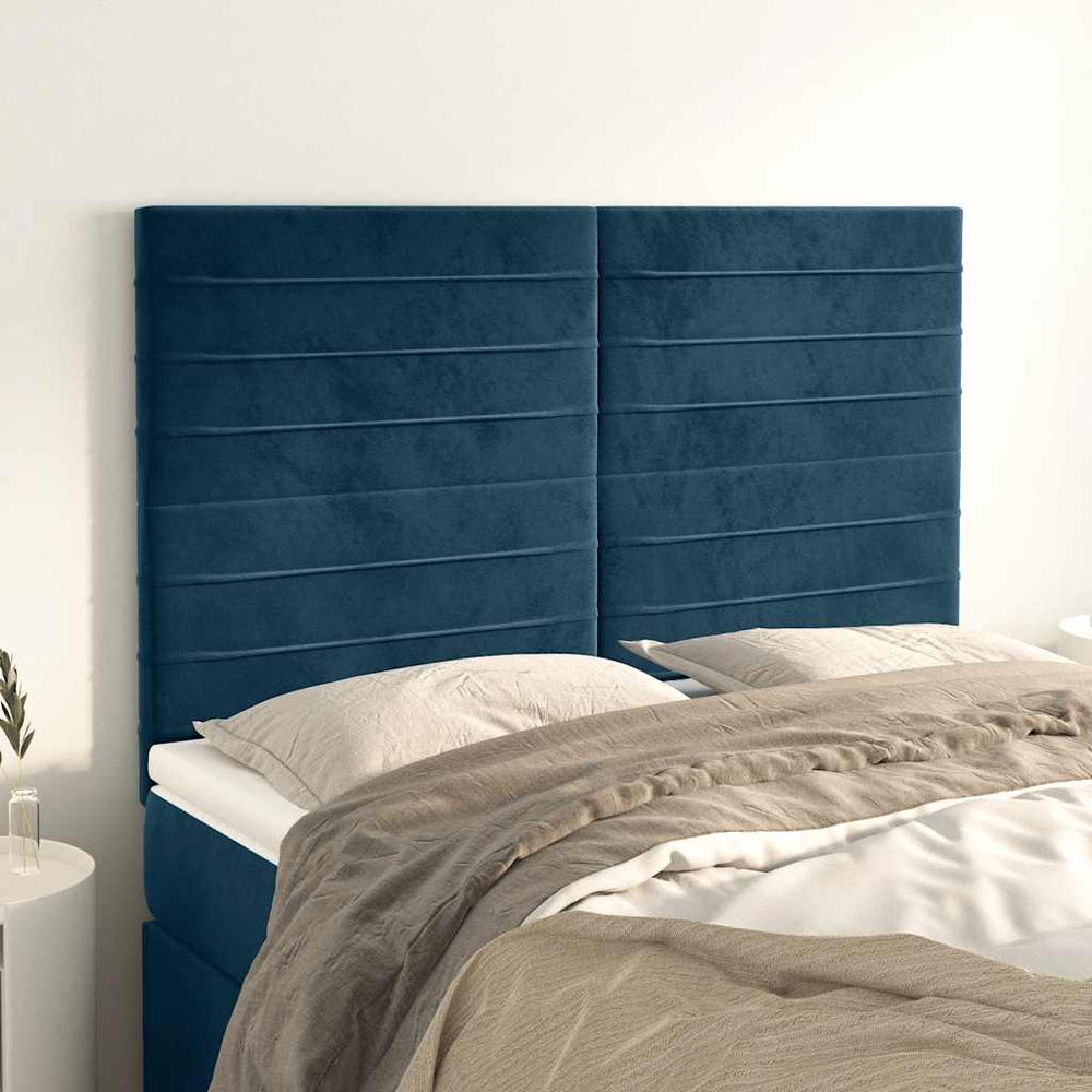 vidaXL Headboard Dark Blue 144x5x118/128 cm Velvet
