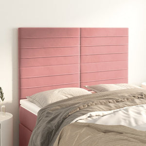 vidaXL Headboard Pink 144x5x118/128 cm Velvet