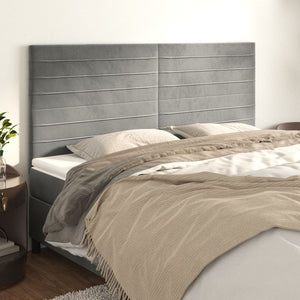 vidaXL Headboard Light Gray 160 x 5 x 118/128 cm Velvet