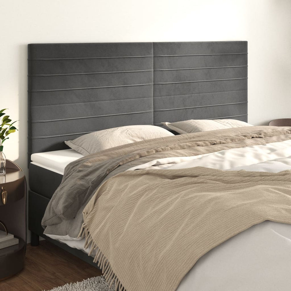 vidaXL Headboard Dark Grey 160 x 5 x 118/128 cm Velvet