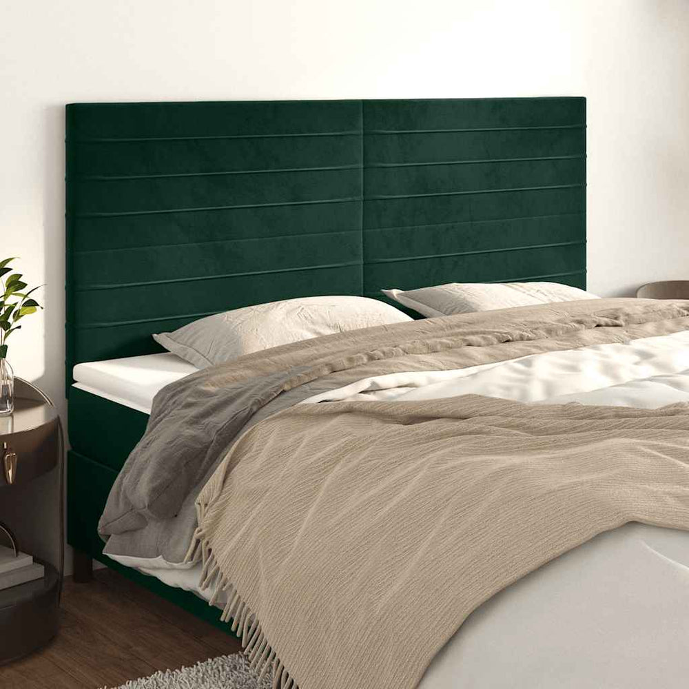 vidaXL Headboard Dark Green 180x5x118/128 cm Velvet