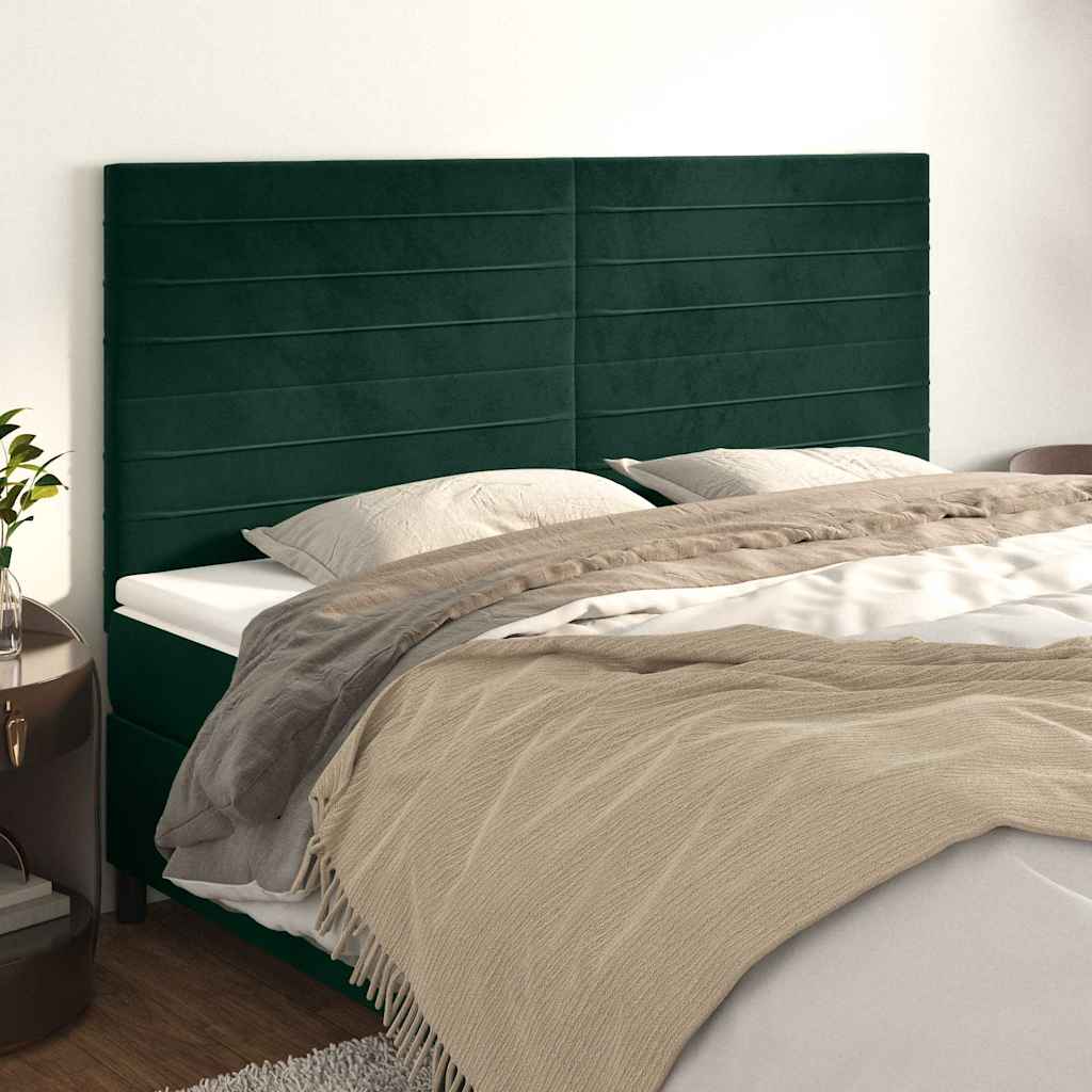 vidaXL Headboard Dark Green 200 x 5 x 118/128 cm Velvet