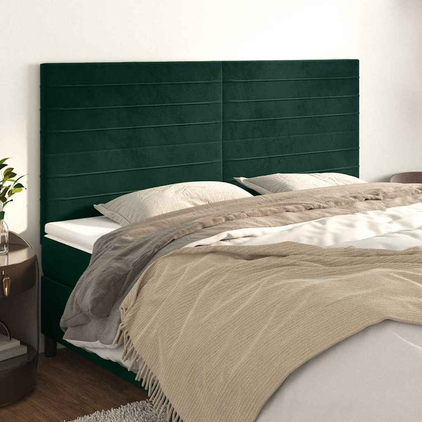 vidaXL Headboard Dark Green 200 x 5 x 118/128 cm Velvet