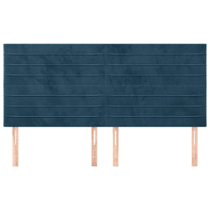 vidaXL Headboard Dark Blue 200 x 5 x 118/128 cm Velvet