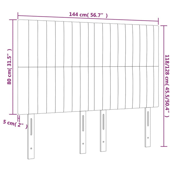 Kopfteil Dunkelgrau 144 x 5 x 118/128 cm Stoff
