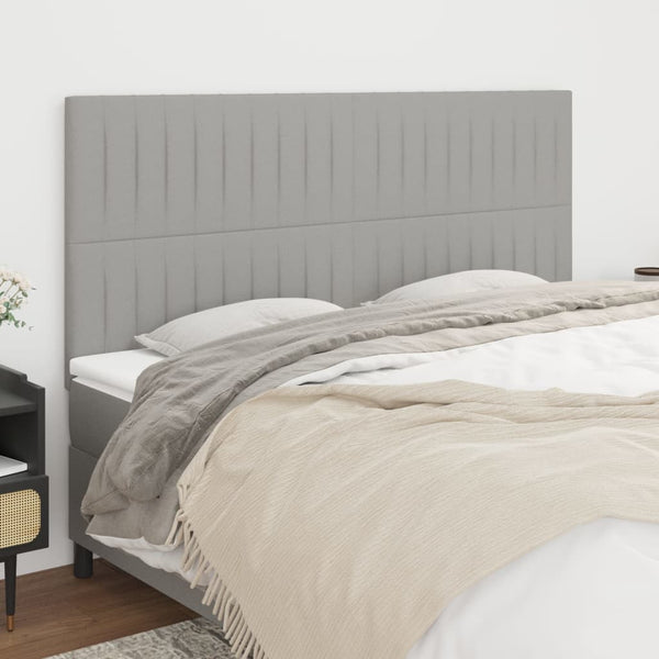 vidaXL Headboard Light Gray 200 x 5 x 118/128 cm Fabric