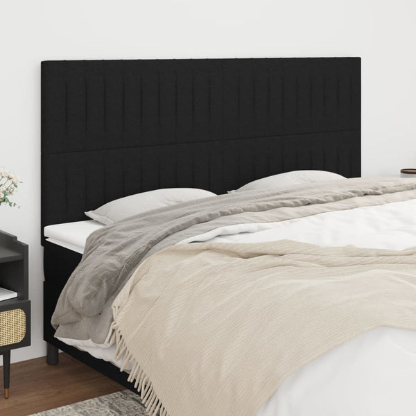 vidaXL Headboard Black 200 x 5 x 118/128 cm Fabric