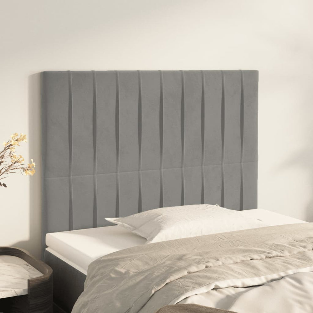 vidaXL Headboard Light Gray 80x5x118/128 cm Velvet
