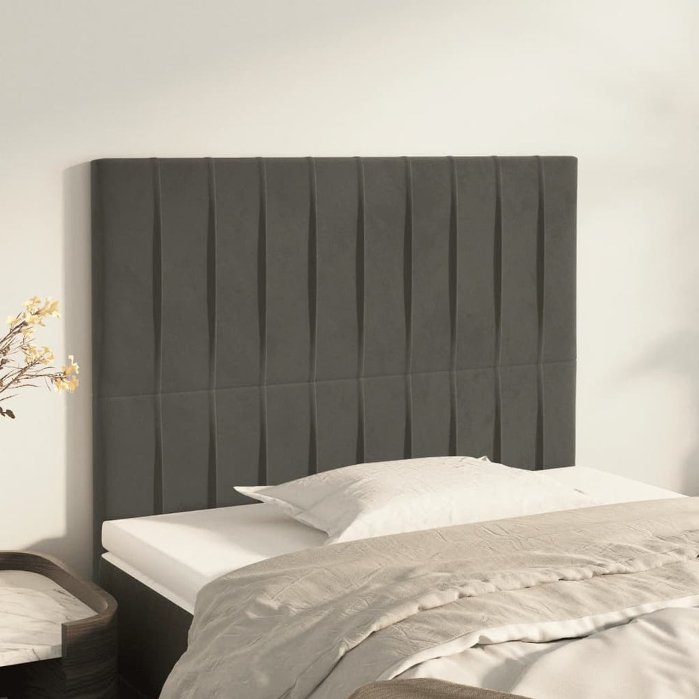 vidaXL Headboard Dark Grey 80 x 5 x 118/128 cm Velvet