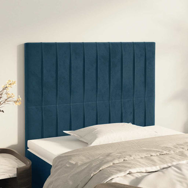 vidaXL Headboard Dark Blue 80x5x118/128 cm Velvet