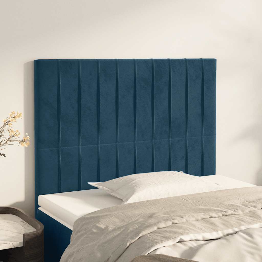 vidaXL Headboard Dark Blue 90x5x118/128 cm Velvet