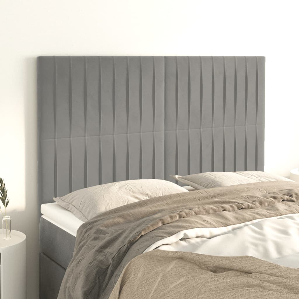 vidaXL Headboard Light Gray 144x5x118/128 cm Velvet