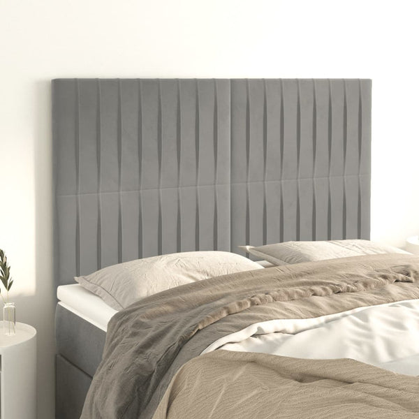 vidaXL Headboard Light Gray 144x5x118/128 cm Velvet