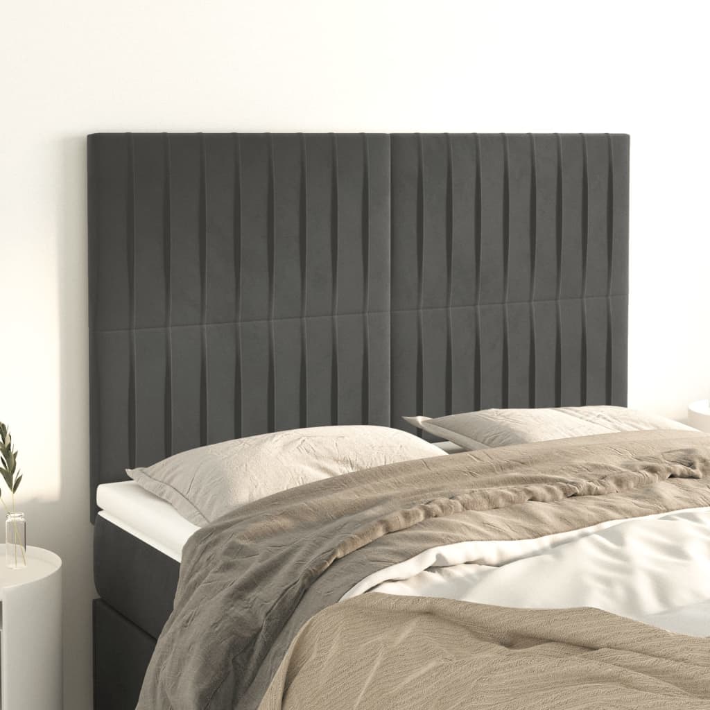 vidaXL Headboard Dark Grey 144 x 5 x 118/128 cm Velvet