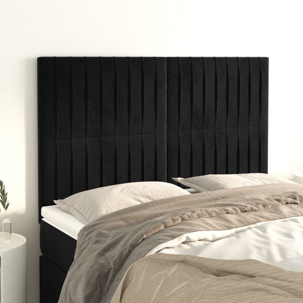 vidaXL Headboard Black 144x5x118/128 cm Velvet