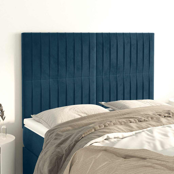 vidaXL Headboard Dark Blue 144x5x118/128 cm Velvet