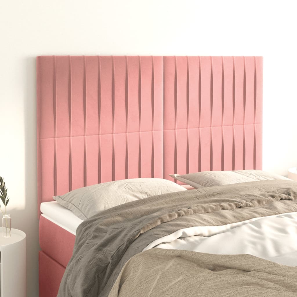 vidaXL Headboard Pink 144x5x118/128 cm Velvet