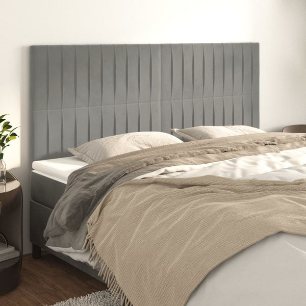 vidaXL Headboard Light Gray 160 x 5 x 118/128 cm Velvet